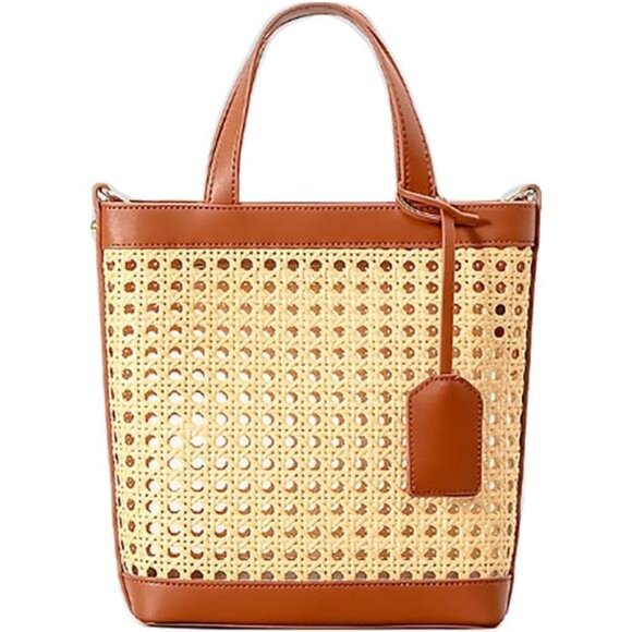 Tote Bag for Women Straw Beach Bag Crossbody Purse PU Leather Summer - Picture 1 of 8